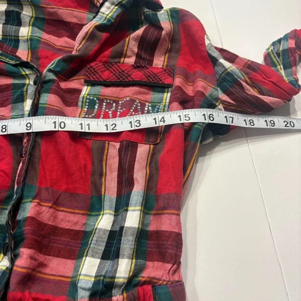 Victoria’s Secret Plaid Pajama Romper Rhinestone Dream Size M